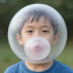 a portrait of kid made out of bubblegum texture