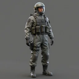 hazmat suit soldier, concept art, 3d model