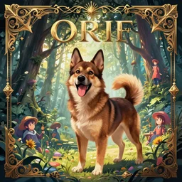 an excited brown and tan domino finnish lapphund fanart ornate fantasy ori and the blind forest cover style official behance hd artstation by Jesper Ejsing, by RHADS, Makoto Shinkai and Lois van baarle, ilya kuvshinov, rossdraws pastel vibrant
