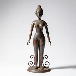 wrought iron porcelain doll, professional product shot, isolated on a pure white background, centered, entire object in frame, sharp focus, soft studio lighting