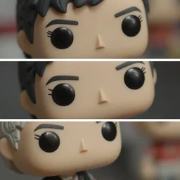 beautiful three point perspective film still of decker in blade runner meets funko pop, extreme closeup portrait in style of frontiers in miniature porcelain photography fashion seinen manga edition, miniature porcelain portrait, eye contact, tilt shift style scene background, soft lighting, kodak portra 4 0 0, 8 k, macro, cinematic style by emmanuel lubezki