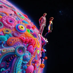 edge of interstellar space, synthwave, bright neon colors, highly detailed, cinematic, tim white, philippe druillet, roger dean, ernst haeckel, lisa frank, michael whelan, kubrick, kimura, isono