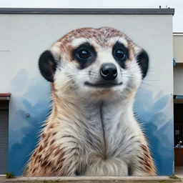 meerkat as graffiti mural by lee, masterpiece, trending on artstation