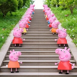 long chinese stairs leading to chinese peppa pig