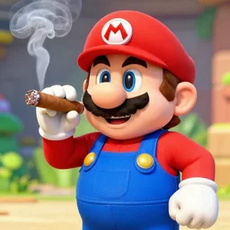 Super Mario smoking a cigar