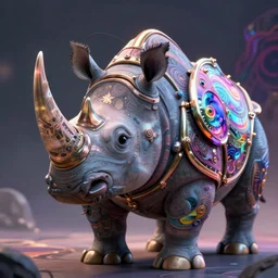 An aetherpunk anthropomorphic rhino wearing magic infused armor, intricate artwork by Tooth Wu and greg rutkowski and artgerm, cinematic, hyper realism, high detail, octane render, unreal engine, 8k, Vibrant colors, Smooth gradients, High contrast, depth of field, aperture f2.8