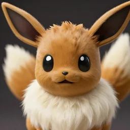 close-up photograph of Eevee, incredibly detailed, fluffy fur, very beautiful, studio lighting, 50mm lens