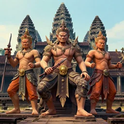 cyberpunk angkor wat with angry asian gods by paul lehr