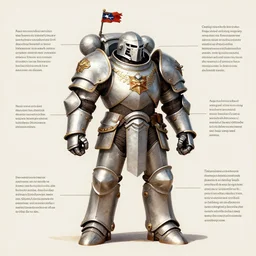 space marine warhammer armor design, da vinci style, anotations