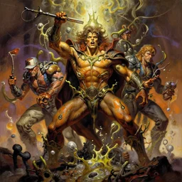 spawn, acid trip, digital painting masterpiece by frank frazetta and kim jung gi and mœbius and mike mignola, 4 k wallpaper, highly detailed, intricate brush strokes