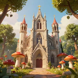 🍄⛪🌹, octane render, unreal engine 5, cinema 4 d, cinematic