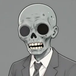 Portrait of a zombie, manga style, gray