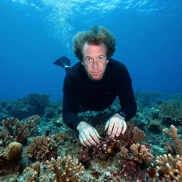 mark e smith growing out of a coral reef, professional underwater photography, spectacular beautiful image, 4 k