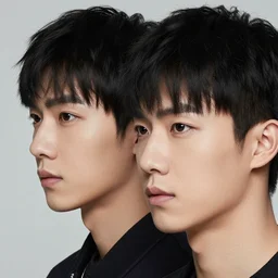 two-head male portrait