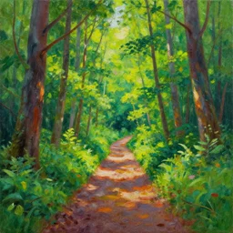 beatuiful VIBRANT VIVID nature painting forest trail