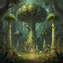 drug acid trip forest garden giant vegetables, deep focus, d & d, fantasy, intricate, elegant, highly detailed, digital painting, artstation, concept art, matte, sharp focus, illustration, hearthstone, art by artgerm and greg rutkowski and alphonse mucha