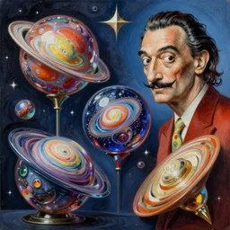 a hd surrealism painting of 3d cast glass galactic sculptures by dali and kandinsky, ultra detailed, 8k, complimentary colors