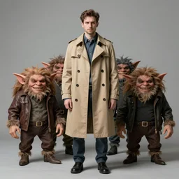 one man made of three goblins in a trenchcoat