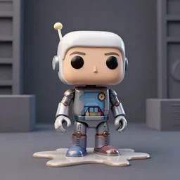 single crazy melting plastic toy Pop Figure Robot, C4d, by pixar, by dreamworks, in a Studio hollow, by jeff koons, by david lachapelle