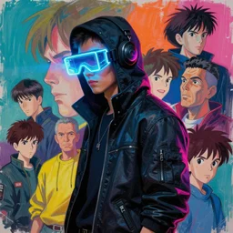 neon cyberpunk hacker with glowing geordi visor and side angle colored chalk portrait painting by donato giancola, kilian eng, john berkley, hayao miyazaki, j. c. leyendecker, mead schaeffer fashion photography
