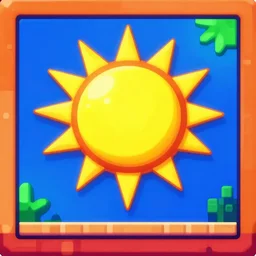 featureless sun head protagonist of a 3 d platformer on the n 6 4, colorful, expressive, abstract
