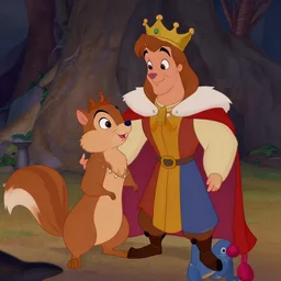 male king arthur and his squirrel wife, disney classic animation