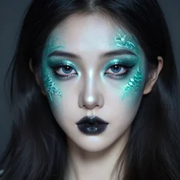 goth mermaid pretty face with long lens
