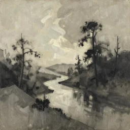 a mixed media art, beautiful abstract scene. oil and charcoal on canvas, soft and muted colors, serenity, well balanced composition, delicate and precise brushwork. art by albert bierstadt and philippe druillet
