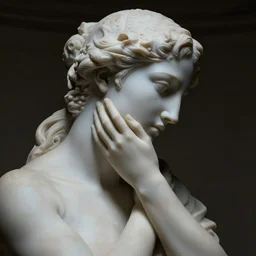a woman made of marble stylized, highly detailed, emotional, dramatic light, moody