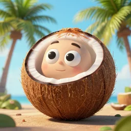 from the kokopalm family, coconut, coconut, cartoon, cartoon, highly detailed, sharp, cinematic, 8 k,
