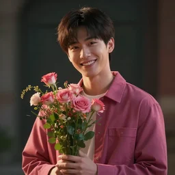 portrait of hong jin - young, smiling with flowers in hands. sharp focus, cinematic pose, cinematic lighting, unreal engine render. art by josan gonzales and moebius and deathburger.
