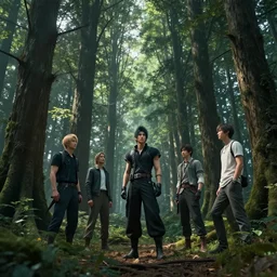 A beuatiful forest by Greg Rutkowski, Sung Choi, Mitchell Mohrhauser, Maciej Kuciara, Johnson Ting, Maxim Verehin, Peter Konig, final fantasy , 8k photorealistic, cinematic lighting, HD, high details, atmospheric,