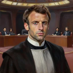 painting of Emmanuel Macron dressed as a senator in Star Wars,(((( inside the galactic senate)))), sharp focus, trending on ArtStation, masterpiece, by Greg Rutkowski, by Ross Tran, by Fenghua Zhong, octane, clear eyes, soft render, clear facial features, oil on canvas, moody lighting, cinematic, professional environment concept art