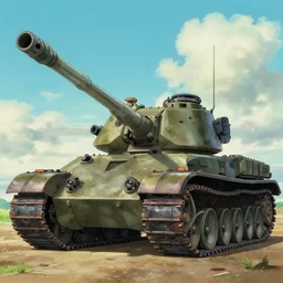 tank with a long turret, ghibli art, high detail, hyper realism, 8 k