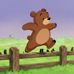 a bear jumping over a fence by bob clampett
