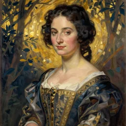 ada lovelace in the style of a mucha and hingre painting