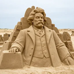Mark Twain, sand sculpture