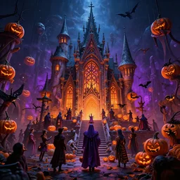 halloween festival celebration, volumetric lighting, 8 k octane beautifully detailed render, post - processing, extremely hyper - detailed, intricate, epic composition, cinematic lighting, masterpiece, trending on artstation, detailed detailed detailed, masterpiece, stunning art by anders zorn, wonderful masterpiece by greg rutkowski, beautiful cinematic light,