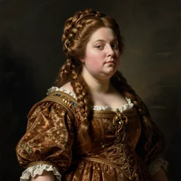 female dwarven noblewoman, chubby short stature, braided intricate hair, by francisco francois boucher