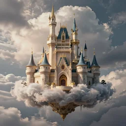 an ornate and fanciful castle in the air, built on a cloud and surrounded by sky