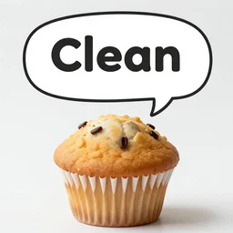photo of a muffin with a speech bubble over its head saying 'eat me, daddy'.