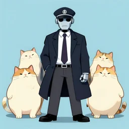 cyborg detective and four fat cats