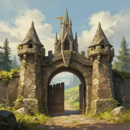 beautiful digital painting of front gate of dwarf city of Erebor