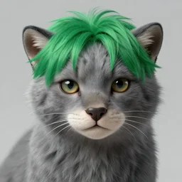 character concept art of a cute young male anthropomorphic furry gray panther green hair | | cute - fine - face, pretty face, key visual, realistic shaded perfect face, fine details by stanley artgerm lau, wlop, rossdraws, james jean, andrei riabovitchev, marc simonetti, and sakimichan, trending on artstation