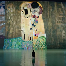 a flooded cathedral, film still by edward hopper, by Bosch, by klimt, art noveau, highly detailed, strong lights, liminal, eerie, Bright pastel colors