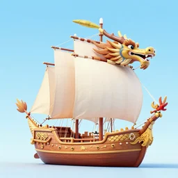 a sailing ship that is shaped like a dragon, digital art