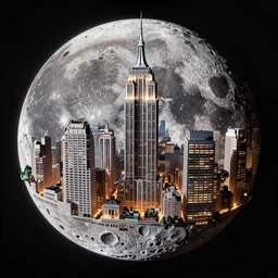 New-York city built on the moon, very detailed, in 4K, beautiful lights, trending on artstation