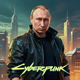 cyberpunk vladimir putin as the leader of a futuristic communist nation, cybernetics, sharp lines, digital, artstation, colored in
