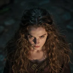 aerial and close-up view of a queen with long hairs in alan lee and marc simonetti and emil melmoth style  , cinematic lighting