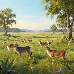 a beautiful detailed surreal animals in a serene landscape, jean delville, edmund dulac, jean giraud, landscape photography composition, vivid colors, octane render, redshift render